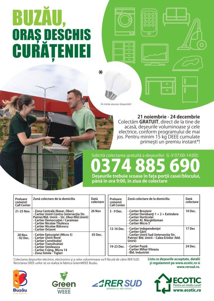Buzău, un oraș deschis curățeniei - Campanie de colectare deșeuri electrice și voluminoase în Buzău 2 Afis A3 Blocuri Campanie DEEE Vol 21 noc 24 dec 2022 page 0001